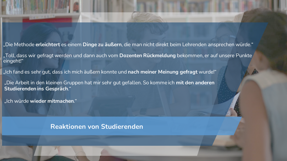 verschiedene O-Töne von Studierenden zum TAP