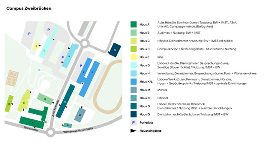 Lageplan zum Campus Zweibrücken